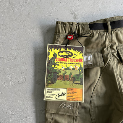 Corteiz Military Green Logo Patch Cargos